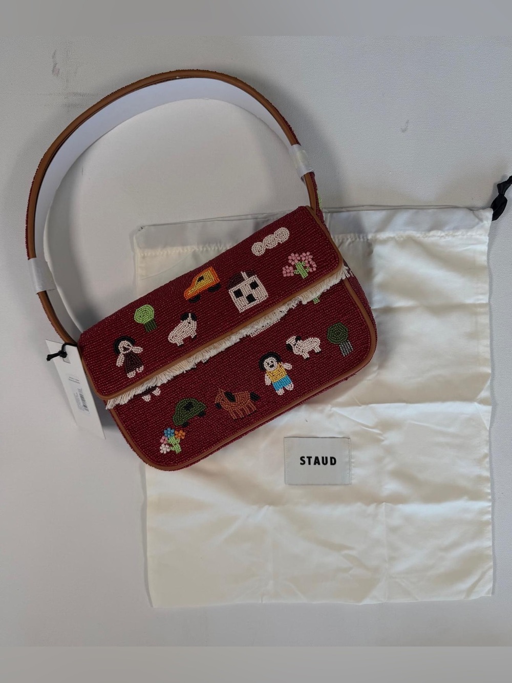 STAUD Tommy Beaded Bag in Folk Town NWT - Picture 4 of 11